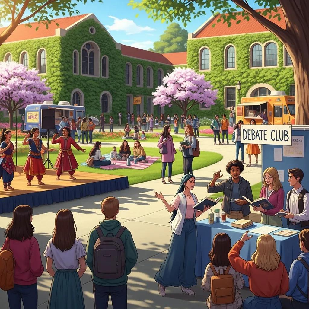 Diverse university students engaging in campus activities, representing UC community life